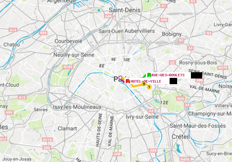 plan itinéraire ratp de Rue des Boulets à Hôtel de Ville