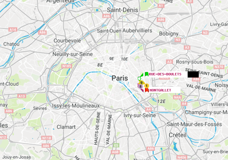 plan itinéraire ratp de Rue des Boulets à Montgallet