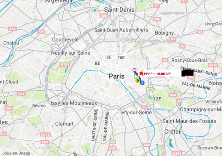 plan itinéraire ratp de Rue des Boulets à Père-Lachaise