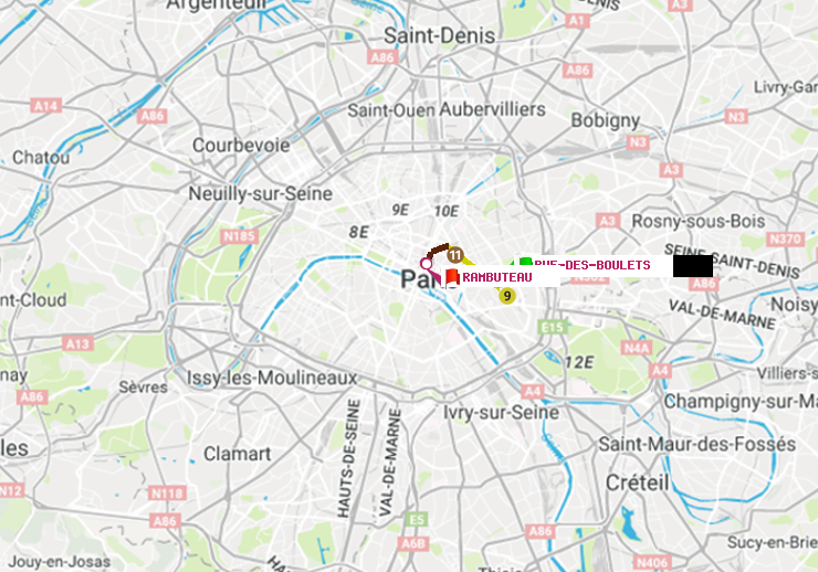 plan itinéraire ratp de Rue des Boulets à Rambuteau