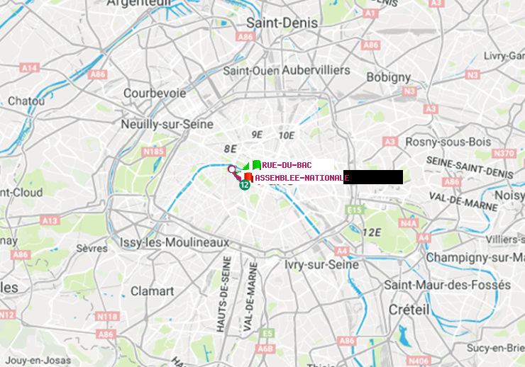 plan itinéraire ratp de Rue du Bac à Assemblée Nationale