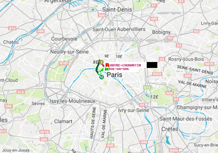 plan itinéraire ratp de Rue du Bac à Havre-Caumartin