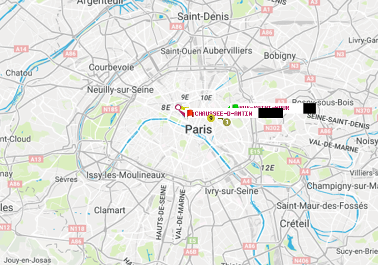 plan itinéraire ratp de Rue Saint-Maur à Chaussée d