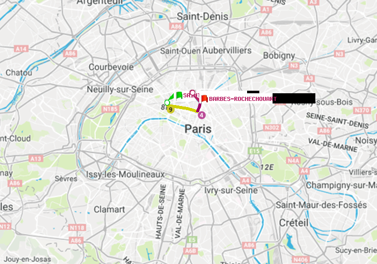 plan itinéraire ratp de Saint-Augustin à Barbès-Rochechouart