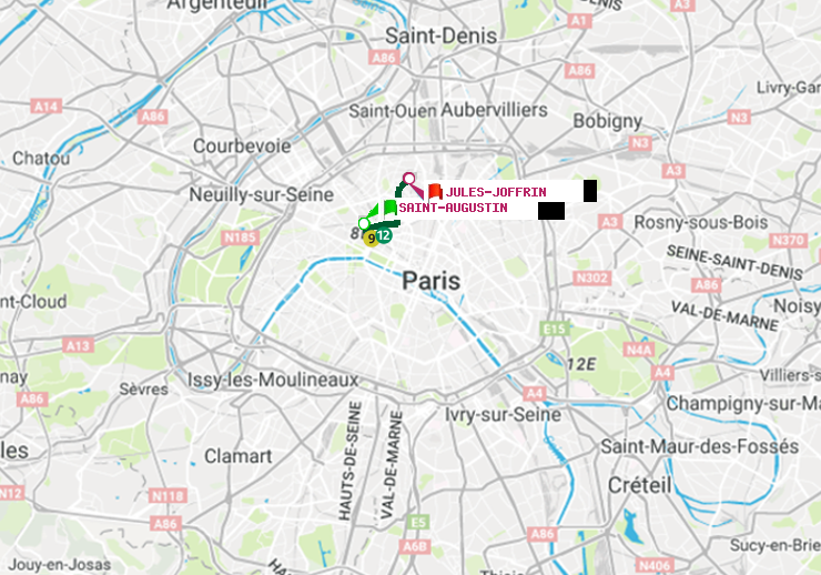 plan itinéraire ratp de Saint-Augustin à Jules Joffrin