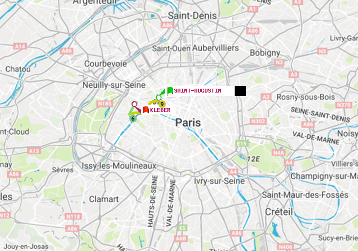 plan itinéraire ratp de Saint-Augustin à Kléber