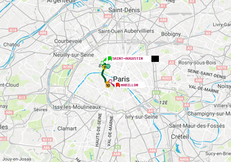 plan itinéraire ratp de Saint-Augustin à Mabillon