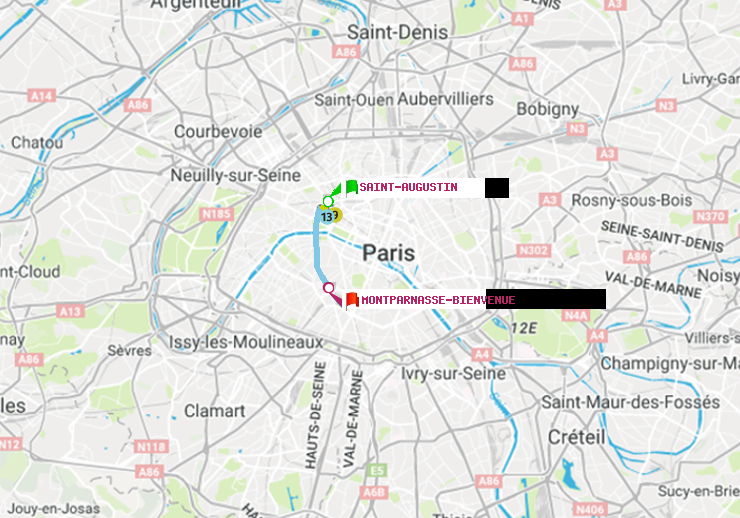 plan itinéraire ratp de Saint-Augustin à Montparnasse-Bienvenue