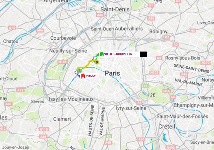 plan itinéraire ratp de Saint-Augustin à Passy