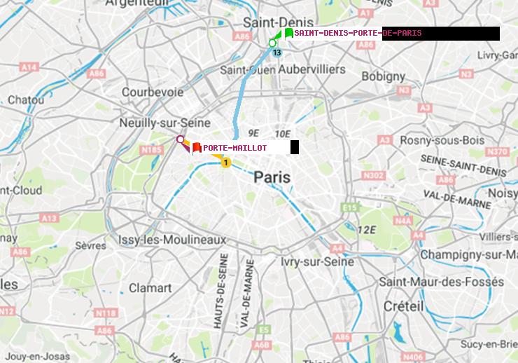 plan itinéraire ratp de Saint-Denis-Porte de Paris à Porte Maillot