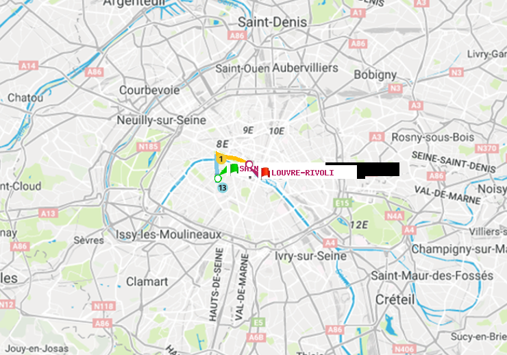plan itinéraire ratp de Saint-Francois-Xavier à Louvre-Rivoli