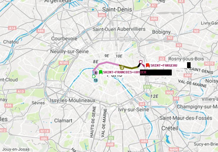 plan itinéraire ratp de Saint-Francois-Xavier à Saint-Fargeau