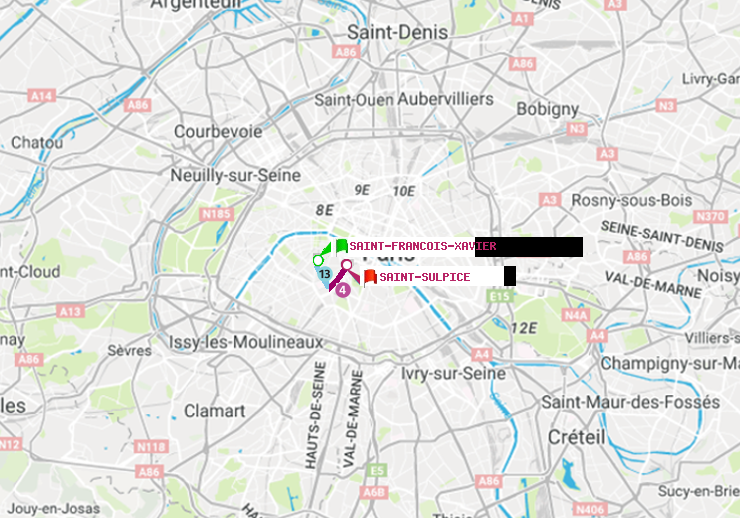 plan itinéraire ratp de Saint-Francois-Xavier à Saint-Sulpice