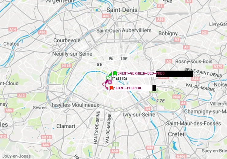 plan itinéraire ratp de Saint-Germain des Prés à Saint-Placide