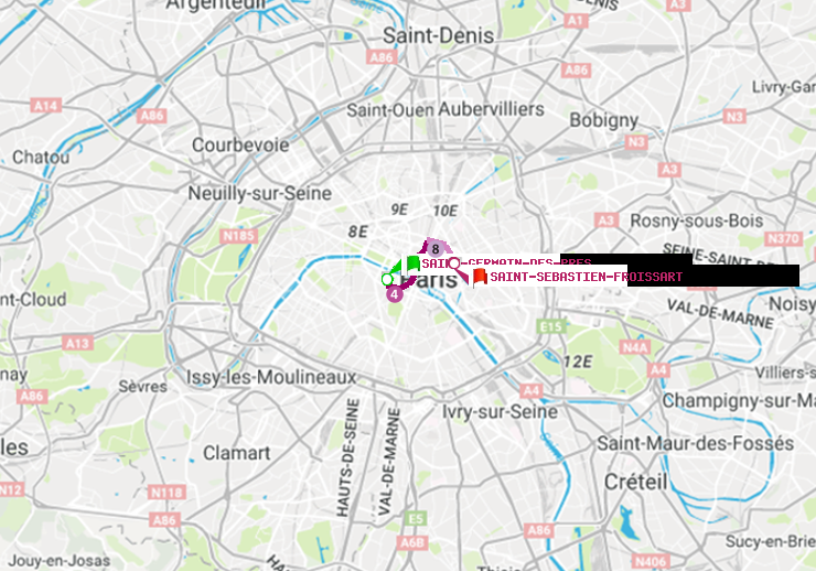 plan itinéraire ratp de Saint-Germain des Prés à Saint-Sébastien-Froissart