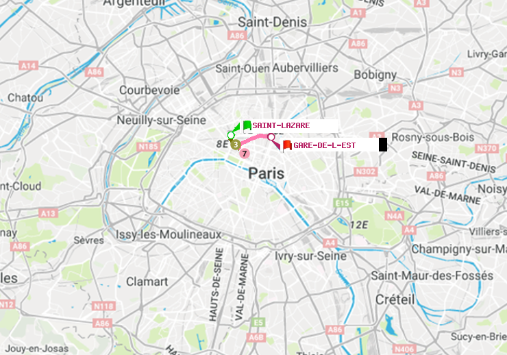 plan itinéraire ratp de Saint-Lazare à Gare de l