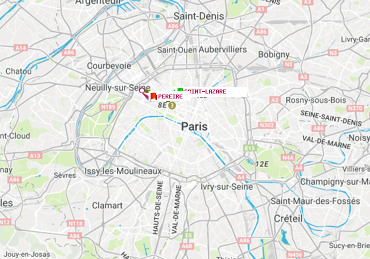plan itinéraire ratp de Saint-Lazare à Péreire