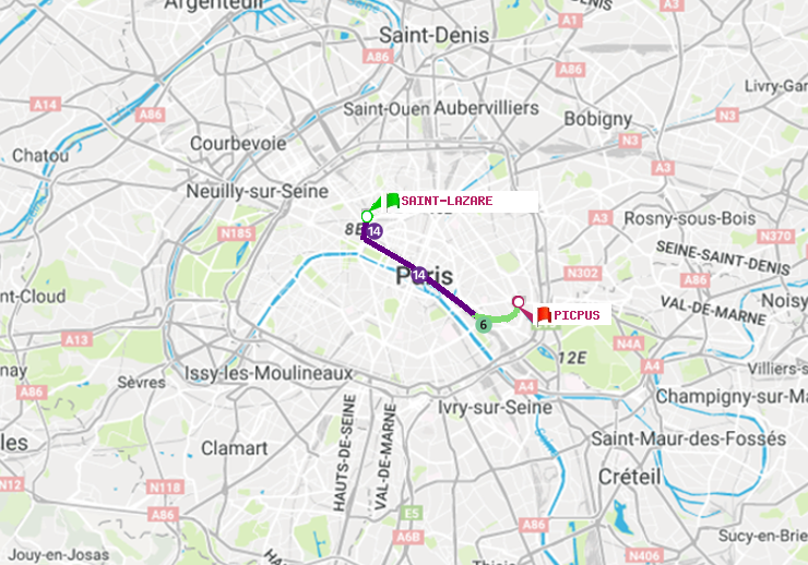 plan itinéraire ratp de Saint-Lazare à Picpus