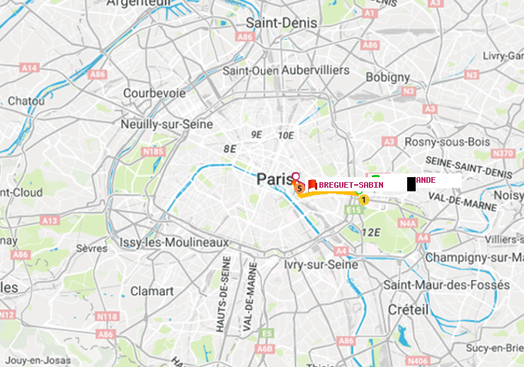 plan itinéraire ratp de Saint-Mandé à Bréguet-Sabin