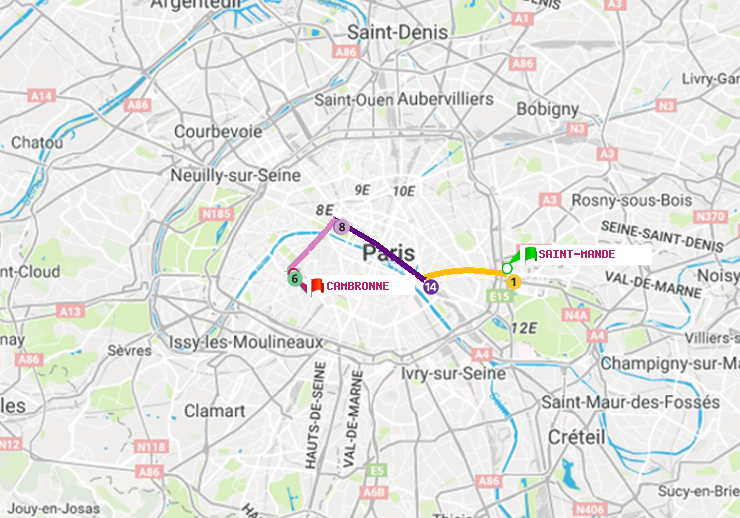 plan itinéraire ratp de Saint-Mandé à Cambronne