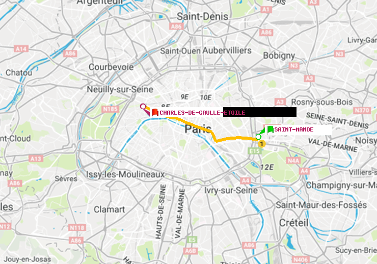plan itinéraire ratp de Saint-Mandé à Charles de Gaulle-Etoile