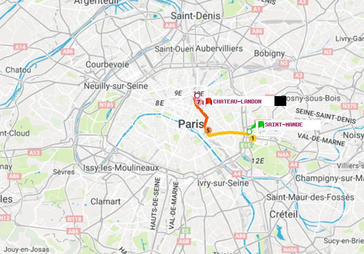 plan itinéraire ratp de Saint-Mandé à Château Landon