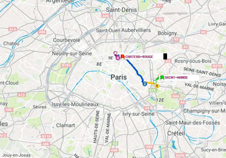 plan itinéraire ratp de Saint-Mandé à Château Rouge