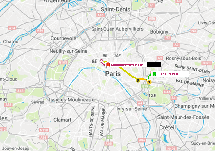 plan itinéraire ratp de Saint-Mandé à Chaussée d