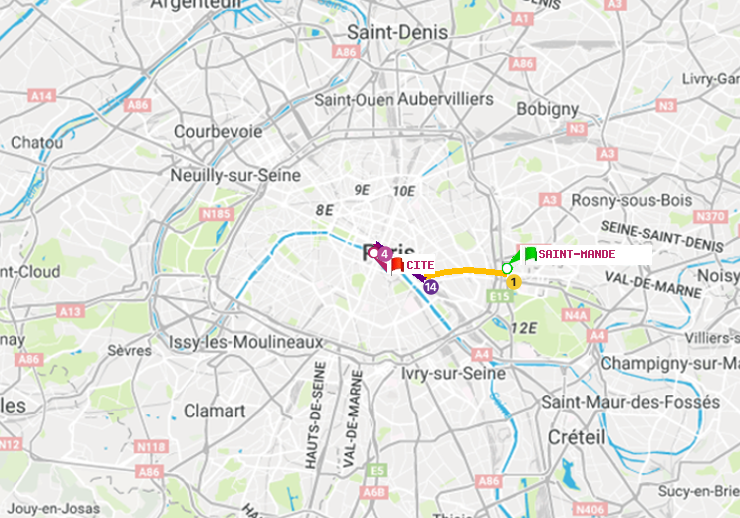 plan itinéraire ratp de Saint-Mandé à Cité