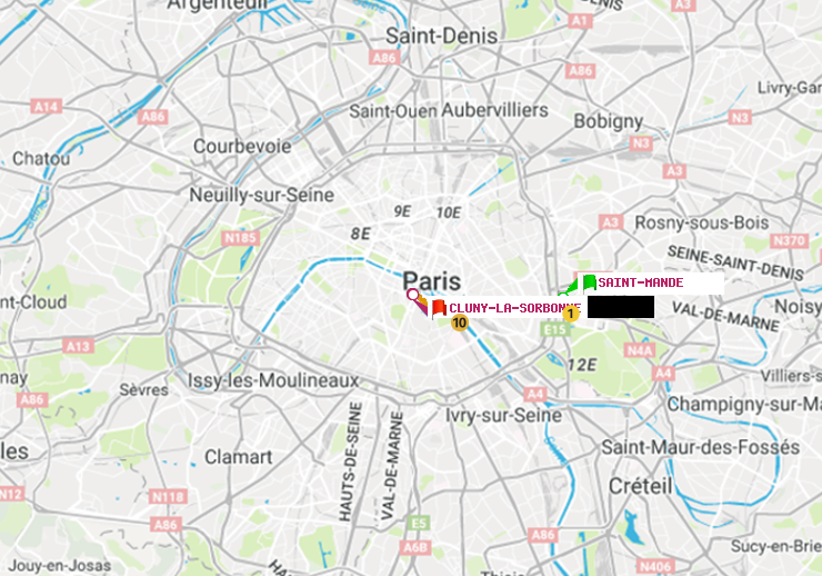 plan itinéraire ratp de Saint-Mandé à Cluny-La Sorbonne