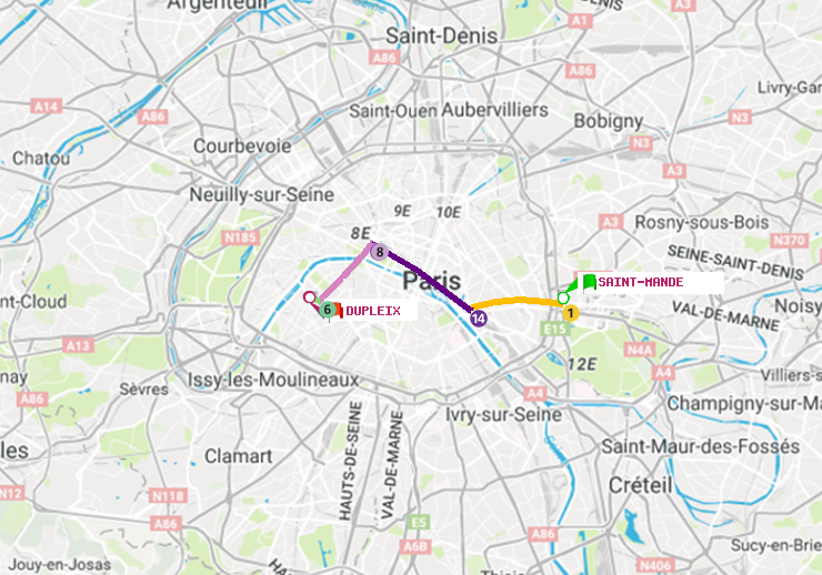 plan itinéraire ratp de Saint-Mandé à Dupleix