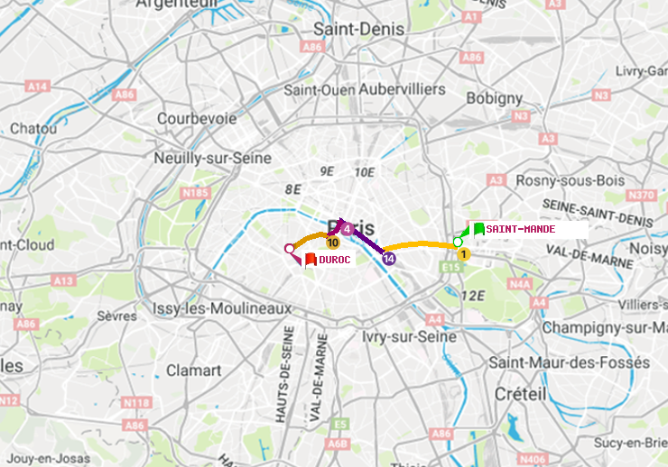 plan itinéraire ratp de Saint-Mandé à Duroc