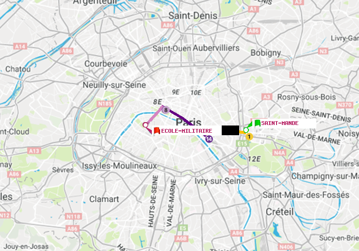 plan itinéraire ratp de Saint-Mandé à Ecole Militaire