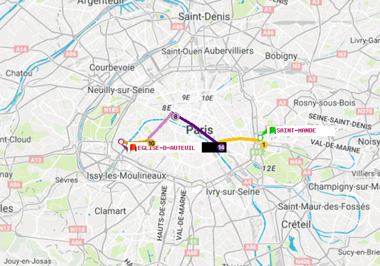 plan itinéraire ratp de Saint-Mandé à Eglise d