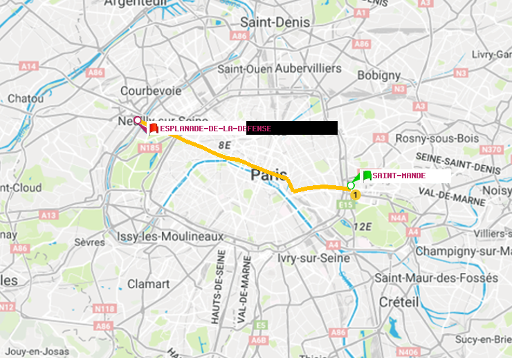plan itinéraire ratp de Saint-Mandé à Esplanade de la Défense
