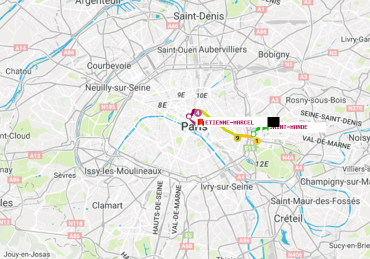 plan itinéraire ratp de Saint-Mandé à Etienne Marcel