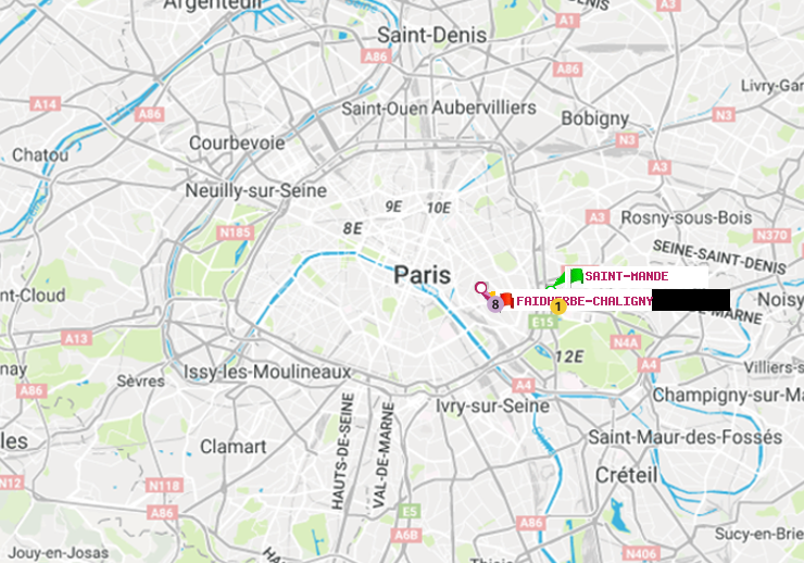 plan itinéraire ratp de Saint-Mandé à Faidherbe-Chaligny