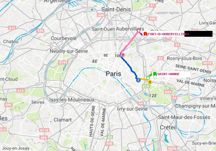 plan itinéraire ratp de Saint-Mandé à Fort d