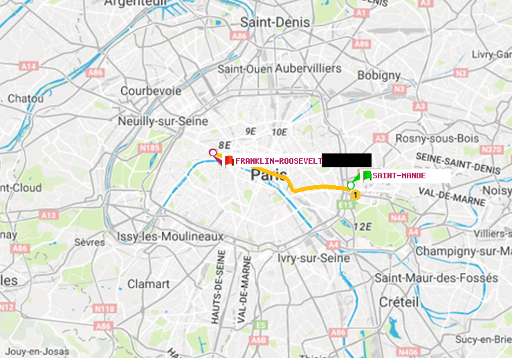 plan itinéraire ratp de Saint-Mandé à Franklin-Roosevelt