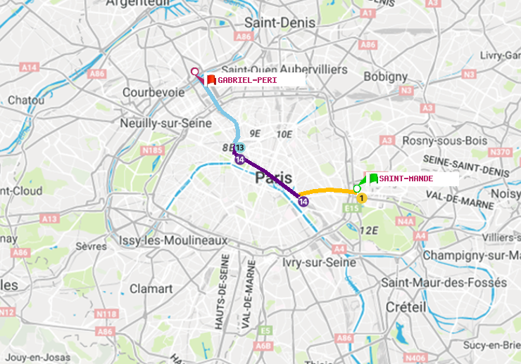 plan itinéraire ratp de Saint-Mandé à Gabriel-Péri