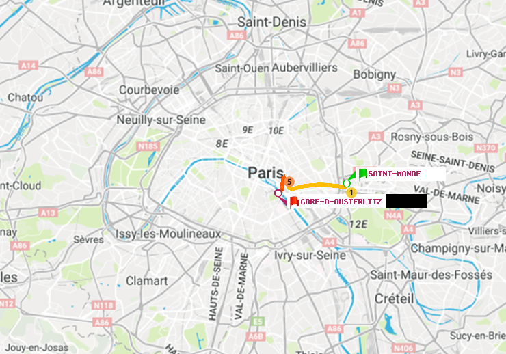plan itinéraire ratp de Saint-Mandé à Gare d