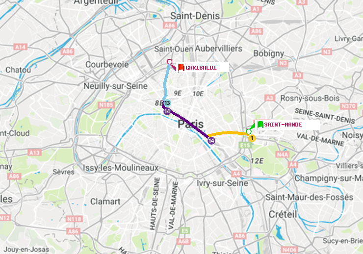 plan itinéraire ratp de Saint-Mandé à Garibaldi