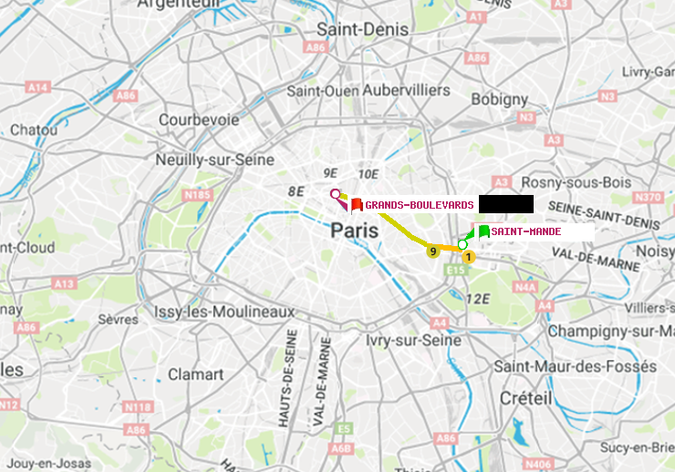 plan itinéraire ratp de Saint-Mandé à Grands Boulevards