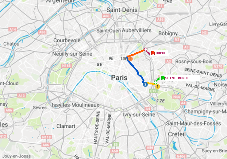 plan itinéraire ratp de Saint-Mandé à Hoche