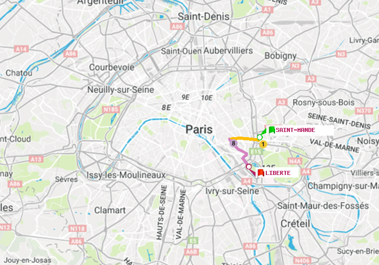 plan itinéraire ratp de Saint-Mandé à Liberté