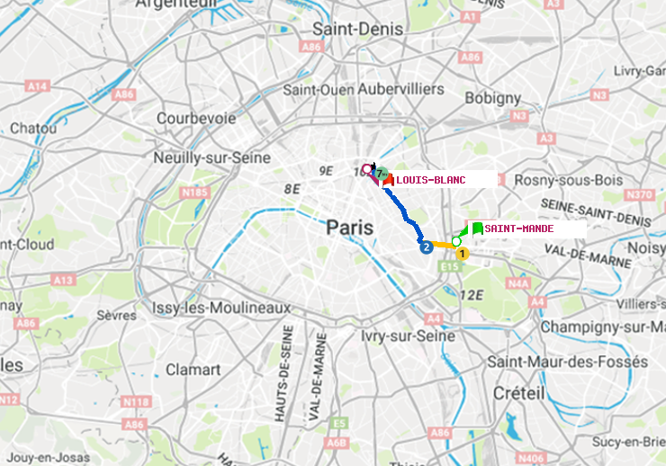 plan itinéraire ratp de Saint-Mandé à Louis Blanc