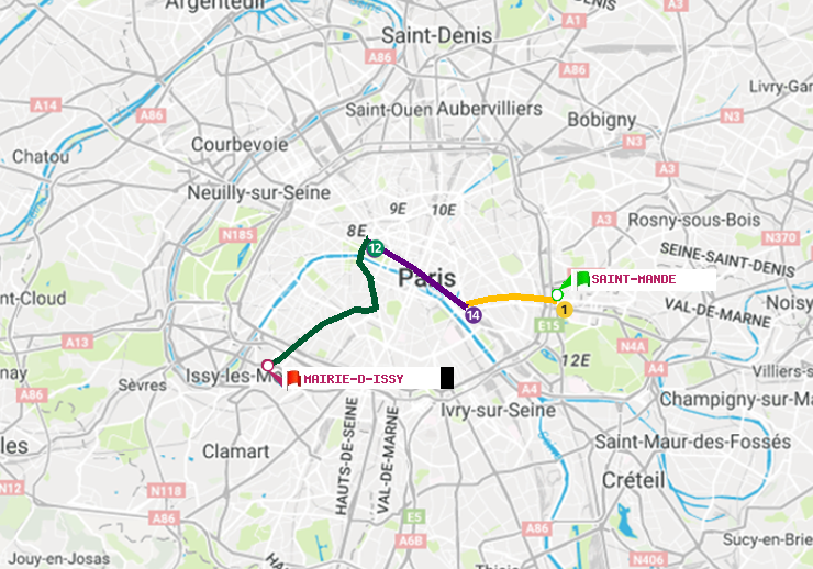 plan itinéraire ratp de Saint-Mandé à Mairie d