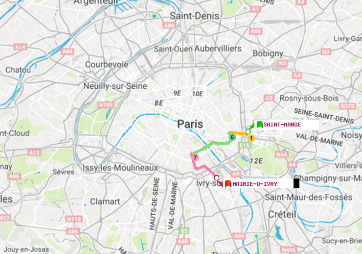 plan itinéraire ratp de Saint-Mandé à Mairie d