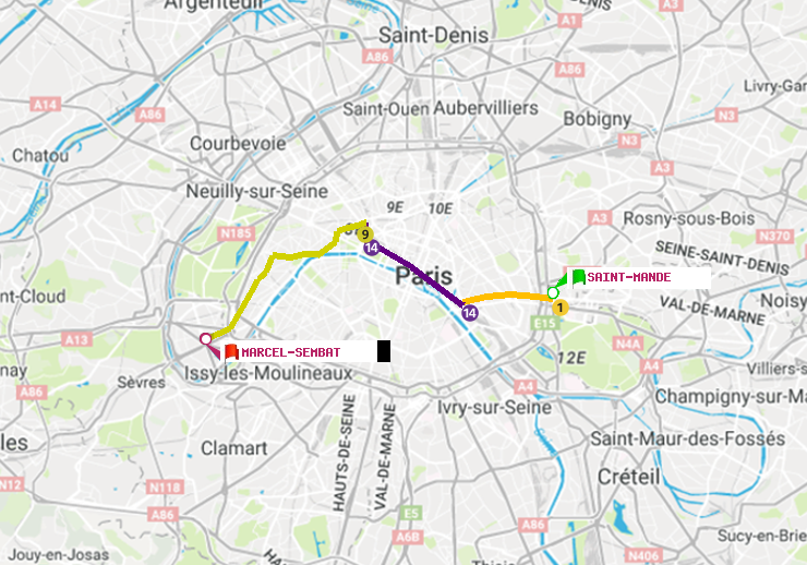plan itinéraire ratp de Saint-Mandé à Marcel Sembat