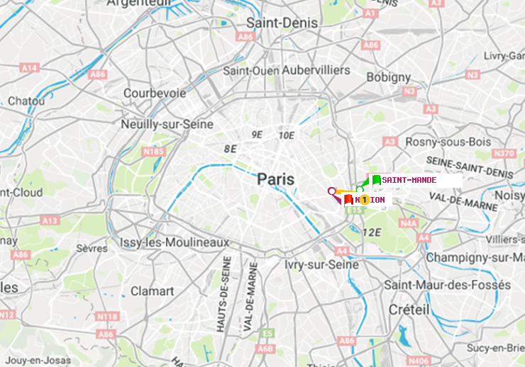 plan itinéraire ratp de Saint-Mandé à Nation